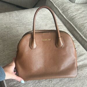 Micharl Kors Brown Leather Purse Mercer Large Leather Dome Satchel